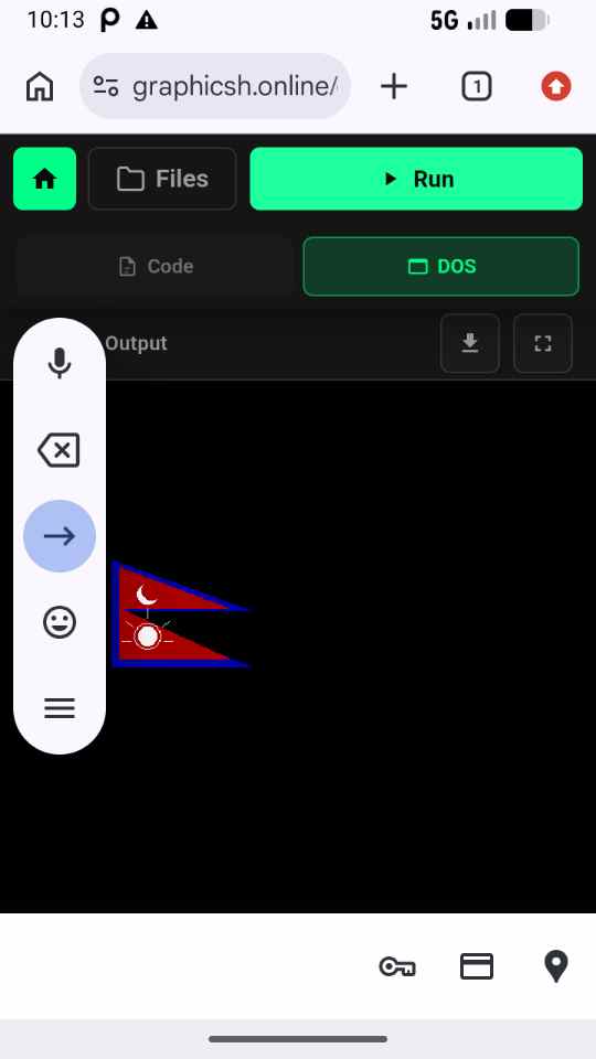 Online graphics compiler rendering Nepal flag in DOS mode